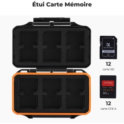 K&F CONCEPT Étui Cartes Mémoire Étanche Antichoc pour 12 Cartes SD et 12 CFexpress Type A – Boîte Rigide ABS Compacte, Léger, Ré