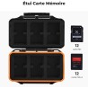 K&F CONCEPT Étui Cartes Mémoire Étanche Antichoc pour 12 Cartes SD et 12 CFexpress Type A – Boîte Rigide ABS Compacte, Léger, Ré