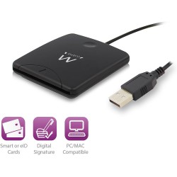 Ewent Lecteur de carte à puce - Lecteur de carte et de carte d'identité - Port USB - compatible PC/SC et WHQL, noir