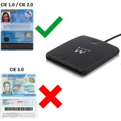 Ewent Lecteur de carte à puce - Lecteur de carte et de carte d'identité - Port USB - compatible PC/SC et WHQL, noir