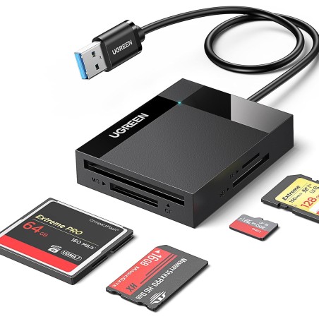 Uvert usb 3.0 lecteur de carte sd micro sd tf cf ms 4 en 1 adaptateur compact flash 5gbps transfert rapide simultané à 4 cartes 