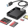 Uvert usb 3.0 lecteur de carte sd micro sd tf cf ms 4 en 1 adaptateur compact flash 5gbps transfert rapide simultané à 4 cartes 