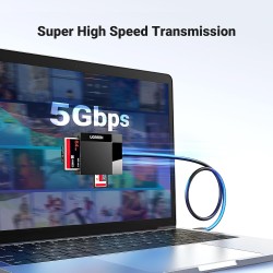 Uvert usb 3.0 lecteur de carte sd micro sd tf cf ms 4 en 1 adaptateur compact flash 5gbps transfert rapide simultané à 4 cartes 