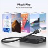 Uvert usb 3.0 lecteur de carte sd micro sd tf cf ms 4 en 1 adaptateur compact flash 5gbps transfert rapide simultané à 4 cartes 