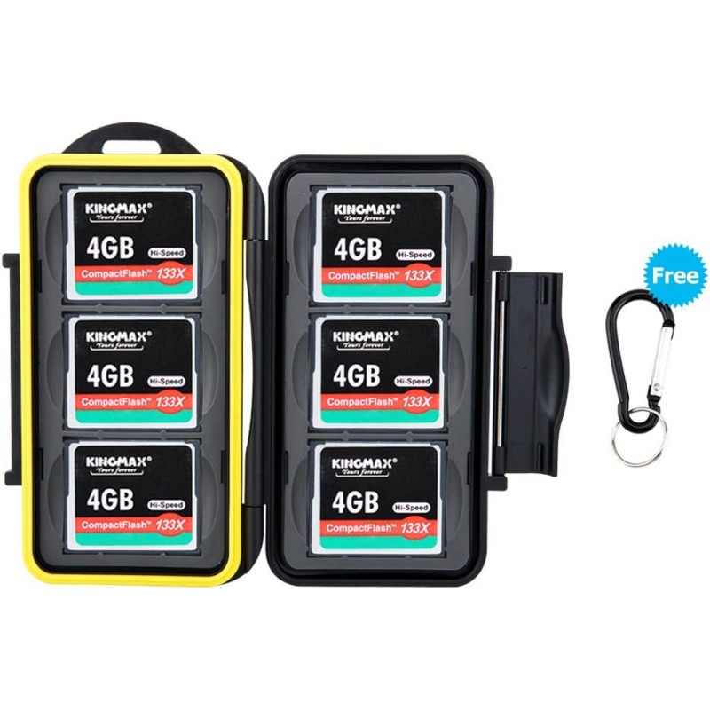 JJC Étui pour Cartes Mémoire pour Rangement 6 Cartes Compact Flash CF avec Mousqueton