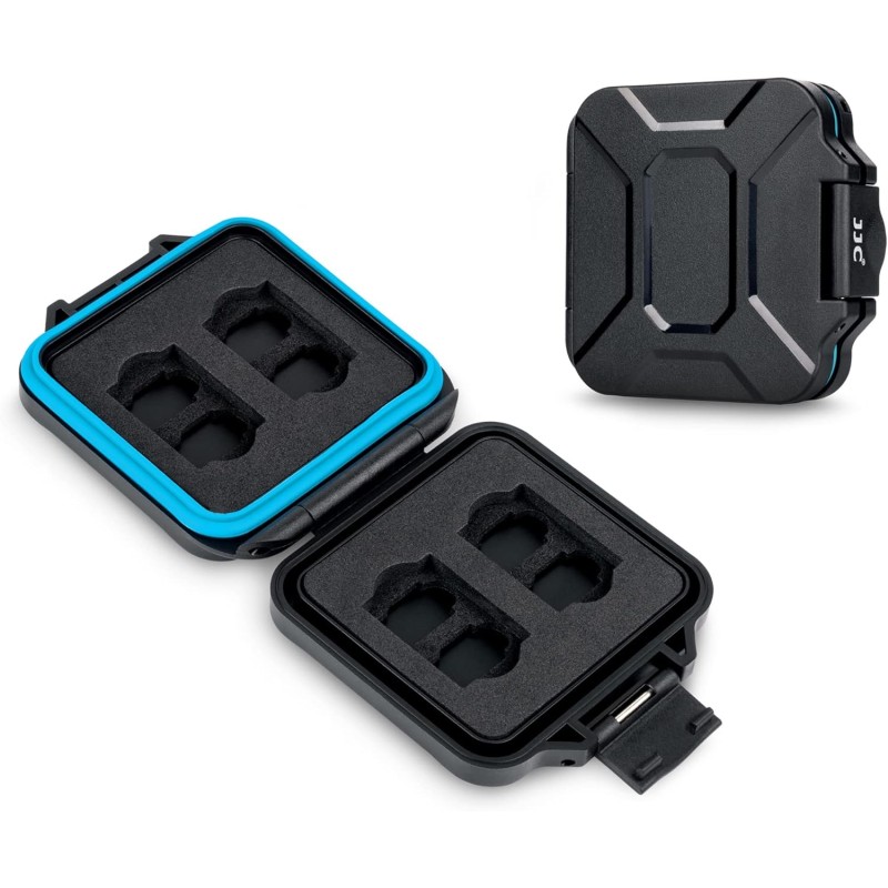JJC Boîte de rangement pour cartes mémoire - 4 CFexpress Type A et 8 Micro SD/SDXC/SDHC - Résistante à l'eau et aux chocs - Port