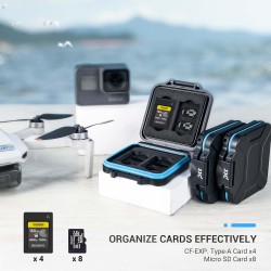 JJC Boîte de rangement pour cartes mémoire - 4 CFexpress Type A et 8 Micro SD/SDXC/SDHC - Résistante à l'eau et aux chocs - Port