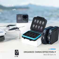 JJC Étui pour Carte Mémoire 16 Emplacements pour 16 Cartes Micro SD Micro SDXC Micro SDHC TF, Résistant à l'eau, Antichoc, Carte