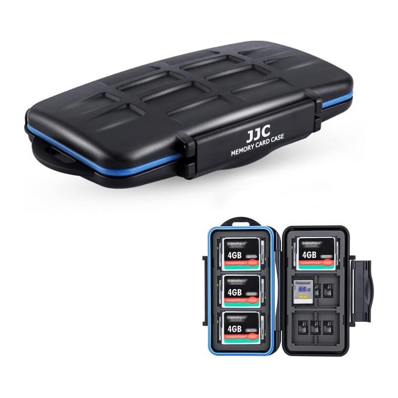 JJC Étui pour Cartes Mémoire, Boîte Rangement Étanche pour 12 SD SDXC SDHC + 18 Micro SD TF + 6 CF Flash Compactes Cartes, Porte