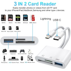 Lecteur de Carte SD pour iPhone/iPad, Adaptateur de Lecteur de Carte SD TF Micro SD Lecteurs de Cartes mémoire pour Micro SDXC, 