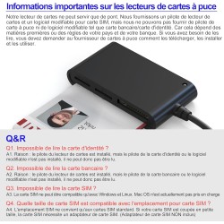 7en1 Lecteur de Carte Identité Belge - Adaptateur MicroSD, SD, MMC, SIM, M2, Memory Stick Pro Duo - Pour Carte Digitale Signatur
