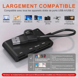 7en2 Lecteur Carte Identité Belge Compatible MicroSD, SD, MMC, SIM, M2, Memory Stick Pro Duo Pour Signature Électronique, DNI, C