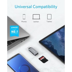 Lecteur de Carte USB-C 2-en-1 Anker - Lecteur de Carte mémoire pour Cartes DXC, SDHC, SD, MMC, RS-MMC, Micro SDXC, Micro SD, Mic