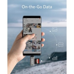 Lecteur de Carte USB-C 2-en-1 Anker - Lecteur de Carte mémoire pour Cartes DXC, SDHC, SD, MMC, RS-MMC, Micro SDXC, Micro SD, Mic