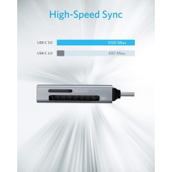 Lecteur de Carte USB-C 2-en-1 Anker - Lecteur de Carte mémoire pour Cartes DXC, SDHC, SD, MMC, RS-MMC, Micro SDXC, Micro SD, Mic