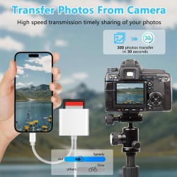 Lecteur Carte SD iPhone, 2 en 1 Lightning to SD Card Reader, Adaptateur iPhone Carte SD, Adaptateur C/Arte S/D i-Phone, Lecteur 