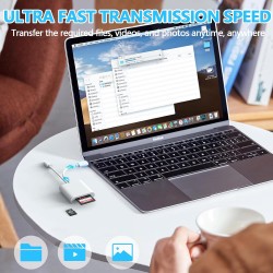 Lecteur Carte SD iPhone, 2 en 1 Lightning to SD Card Reader, Adaptateur iPhone Carte SD, Adaptateur C/Arte S/D i-Phone, Lecteur 