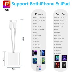 Lecteur Carte SD iPhone, 2 en 1 Lightning to SD Card Reader, Adaptateur iPhone Carte SD, Adaptateur C/Arte S/D i-Phone, Lecteur 
