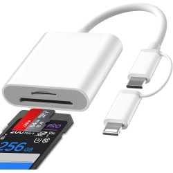 Lecteur Carte SD iPhone, [Apple MFi Certified] 2 en 1 Adaptateur iPhone Carte SD, Adaptateur C/Arte S/D i-Phone, A-daptateur S-D