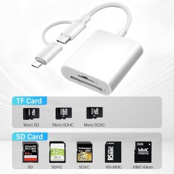 Lecteur Carte SD iPhone, [Apple MFi Certified] 2 en 1 Adaptateur iPhone Carte SD, Adaptateur C/Arte S/D i-Phone, A-daptateur S-D
