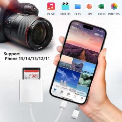Lecteur Carte SD iPhone, [Apple MFi Certified] 2 en 1 Adaptateur iPhone Carte SD, Adaptateur C/Arte S/D i-Phone, A-daptateur S-D