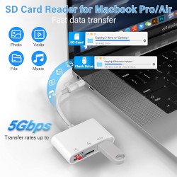 Lecteur Carte SD iPhone, [Apple MFi Certified] 3 en 1 Lecteur de Carte SD pour iPhone, L-ecteur C-Arte S-D USB C pour i-Phone 15