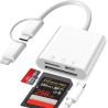 Lecteur Carte SD iPhone, 3 en 1 Lightning to SD Card Reader, Adaptateur iPhone Carte SD, Adaptateur C/Arte SD i-Phone, Lecteur d