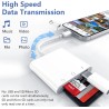 Lecteur Carte SD iPhone, 3 en 1 Lightning to SD Card Reader, Adaptateur iPhone Carte SD, Adaptateur C/Arte SD i-Phone, Lecteur d