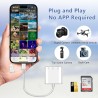 Lecteur Carte SD iPhone, 3 en 1 Lightning to SD Card Reader, Adaptateur iPhone Carte SD, Adaptateur C/Arte SD i-Phone, Lecteur d