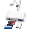 Lecteur Carte SD iPhone, 4 en 1 Lightning to SD Card Reader, Adaptateur iPhone Carte SD, Adaptateur Carte S/D i-Phone, Lecteur d