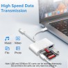 Lecteur Carte SD iPhone, 4 en 1 Lightning to SD Card Reader, Adaptateur iPhone Carte SD, Adaptateur Carte S/D i-Phone, Lecteur d