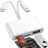 Lecteur Carte SD iPhone, 3 en 1 Lightning to SD Card Reader, Adaptateur iPhone Carte SD, Adaptateur Carte SD iPhone, A-daptateur
