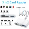 Lecteur Carte SD iPhone, 3 en 1 Lightning to SD Card Reader, Adaptateur iPhone Carte SD, Adaptateur Carte SD iPhone, A-daptateur
