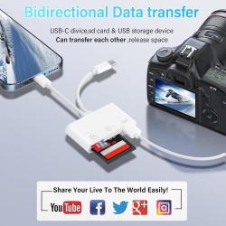 Lecteur Carte SD iPhone, 3 en 1 Lightning to SD Card Reader, Adaptateur iPhone Carte SD, Adaptateur Carte SD iPhone, A-daptateur