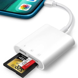 Trail Game Lecteur de Carte SD pour iPhone iPad - Caméra 2 en 1 avec Double Fente pour Micro SD/SD - Adaptateur de Carte mémoire