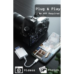 Trail Game Lecteur de Carte SD pour iPhone iPad - Caméra 2 en 1 avec Double Fente pour Micro SD/SD - Adaptateur de Carte mémoire