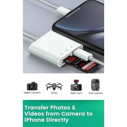 Trail Game Lecteur de Carte SD pour iPhone iPad - Caméra 2 en 1 avec Double Fente pour Micro SD/SD - Adaptateur de Carte mémoire