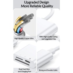 Trail Game Lecteur de Carte SD pour iPhone iPad - Caméra 2 en 1 avec Double Fente pour Micro SD/SD - Adaptateur de Carte mémoire