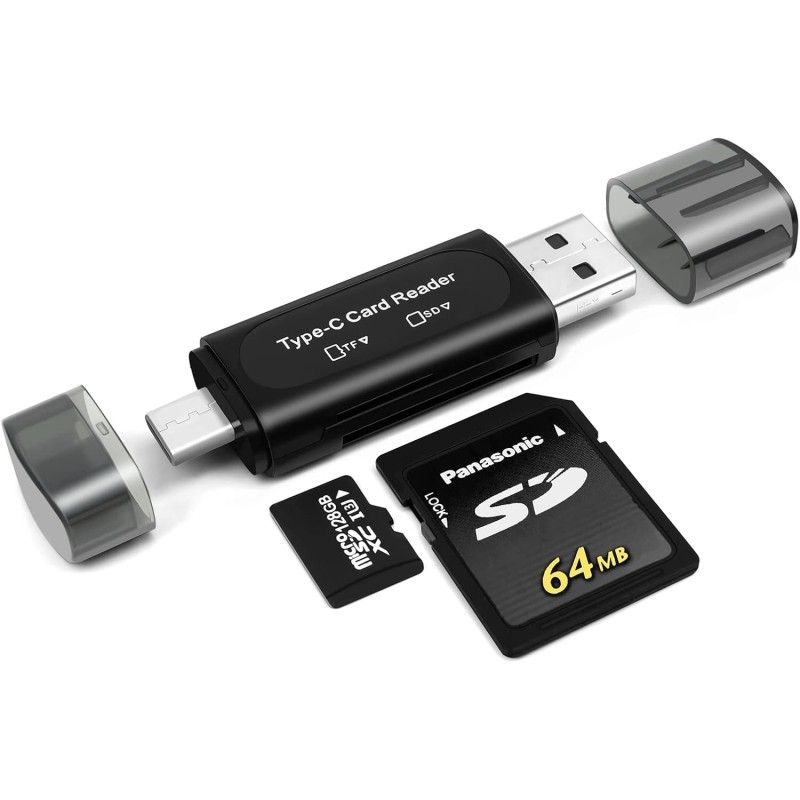 Lecteur de Carte SD, AIYEEN 4-en-1 USB C Lecteur de Carte SD Adaptateur de Carte Mémoire OTG à Double Emplacement pour Cartes Mé