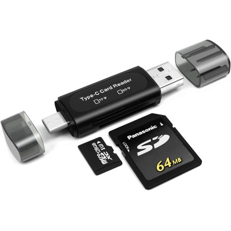 Lecteur de Carte SD, AIYEEN 4-en-1 USB C Lecteur de Carte SD Adaptateur de Carte Mémoire OTG à Double Emplacement pour Cartes Mé