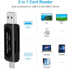 Lecteur de Carte SD, AIYEEN 4-en-1 USB C Lecteur de Carte SD Adaptateur de Carte Mémoire OTG à Double Emplacement pour Cartes Mé