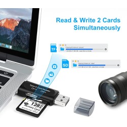 Lecteur de Carte SD, AIYEEN 4-en-1 USB C Lecteur de Carte SD Adaptateur de Carte Mémoire OTG à Double Emplacement pour Cartes Mé