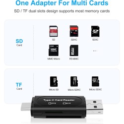 Lecteur de Carte SD, AIYEEN 4-en-1 USB C Lecteur de Carte SD Adaptateur de Carte Mémoire OTG à Double Emplacement pour Cartes Mé