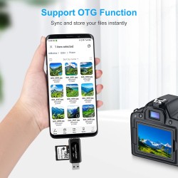 Lecteur de Carte SD, AIYEEN 4-en-1 USB C Lecteur de Carte SD Adaptateur de Carte Mémoire OTG à Double Emplacement pour Cartes Mé