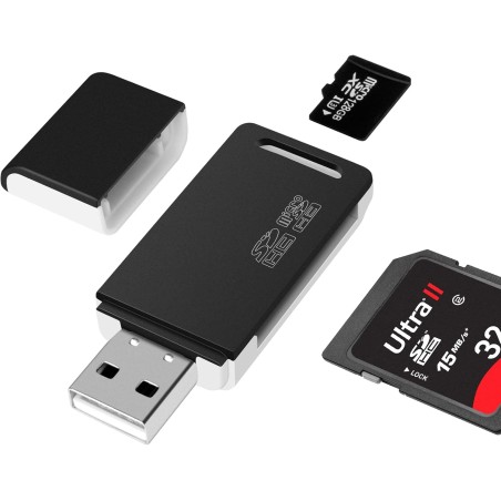 Lecteur de Carte SD, AIYEEN Adaptateur USB2.0 OTG 2-en-1 Adaptateur de Carte Mémoire avec Lanière pour Carte Mémoire TF, SD, SDH
