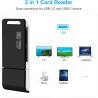 Lecteur de Carte SD, AIYEEN Adaptateur USB2.0 OTG 2-en-1 Adaptateur de Carte Mémoire avec Lanière pour Carte Mémoire TF, SD, SDH