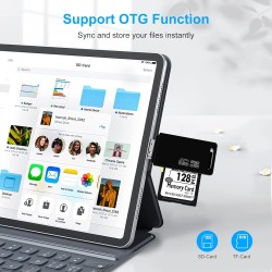 Lecteur de Carte SD, AIYEEN Adaptateur USB2.0 OTG 2-en-1 Adaptateur de Carte Mémoire avec Lanière pour Carte Mémoire TF, SD, SDH