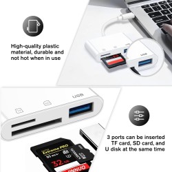 Lecteur de Carte USB C 3 en 1 - Micro SD TF Mémoire Compatible Avec Pad Pro, Chromebook, XPS, Galaxy S10/S9 et Plus d'Appareils