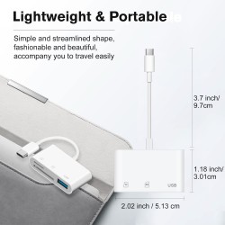 Lecteur de Carte USB C 3 en 1 - Micro SD TF Mémoire Compatible Avec Pad Pro, Chromebook, XPS, Galaxy S10/S9 et Plus d'Appareils