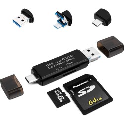 Lecteur de Carte SD, AIYEEN 5-in-1 Micro/USB C/USB 2.0 Portable Double Emplacement Adaptateur OTG Mémoire SD Lecteur de Carte po